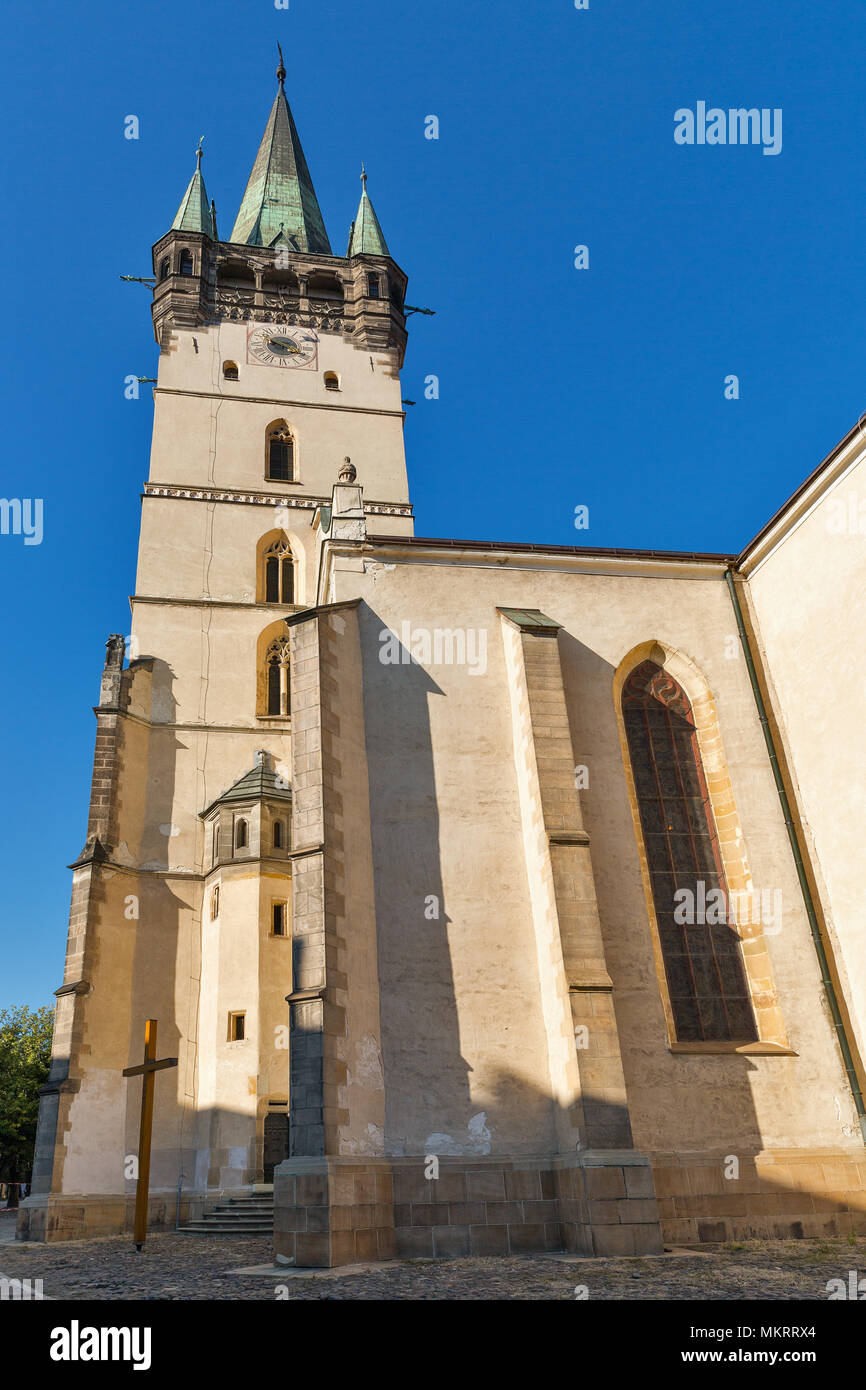 St. Nicolas Kirche oder Dom sv. Mikulasa. Die älteste und wertvollste Kirche in Presov, Slowakei. Begginings dieser gotischen Kirche begann um 13 Prozent Stockfoto