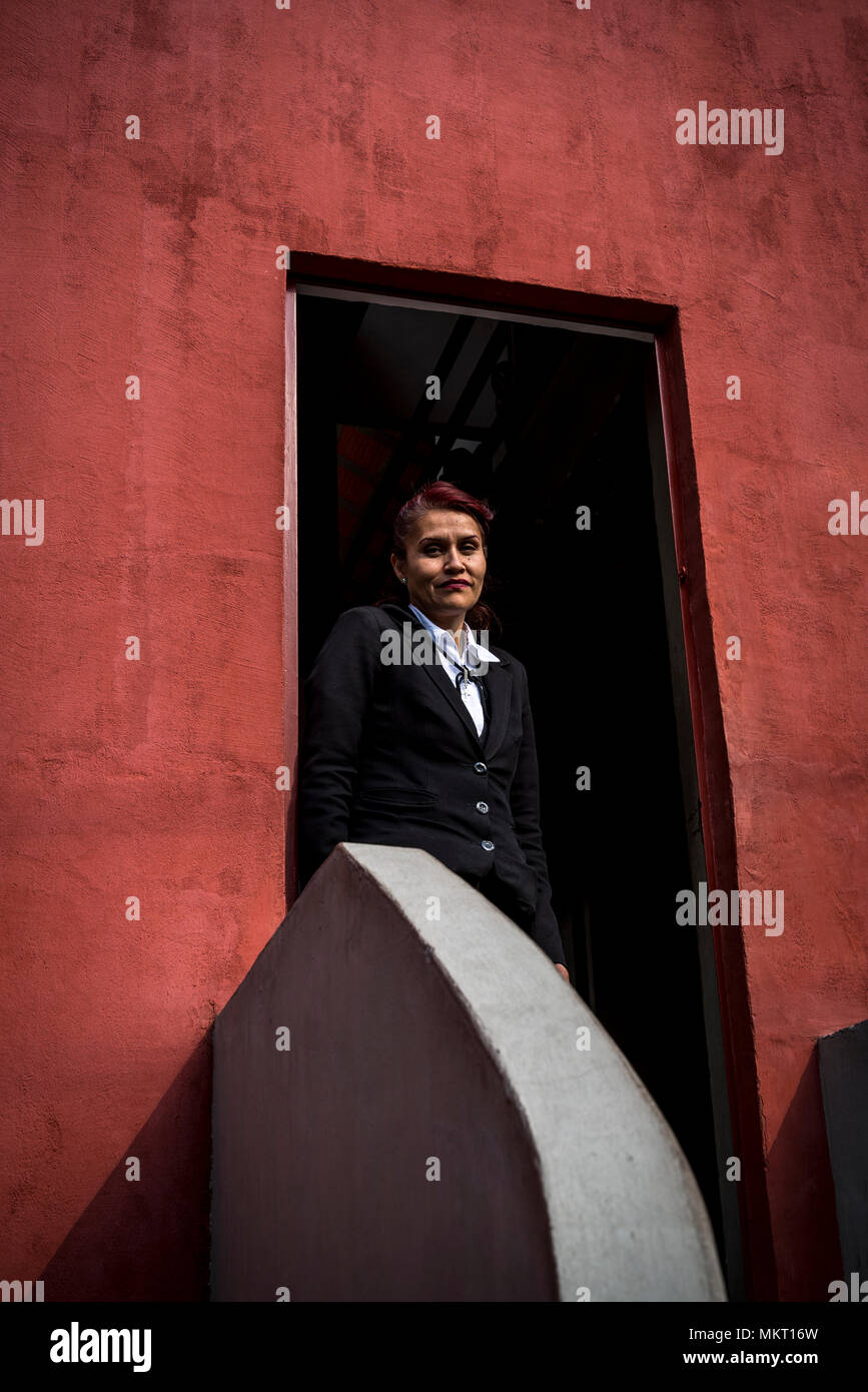 Museum Guard, House - Studio Museum von Diego Rivera und Frida Kahlo, San Angel, Mexiko City, Mexiko Stockfoto