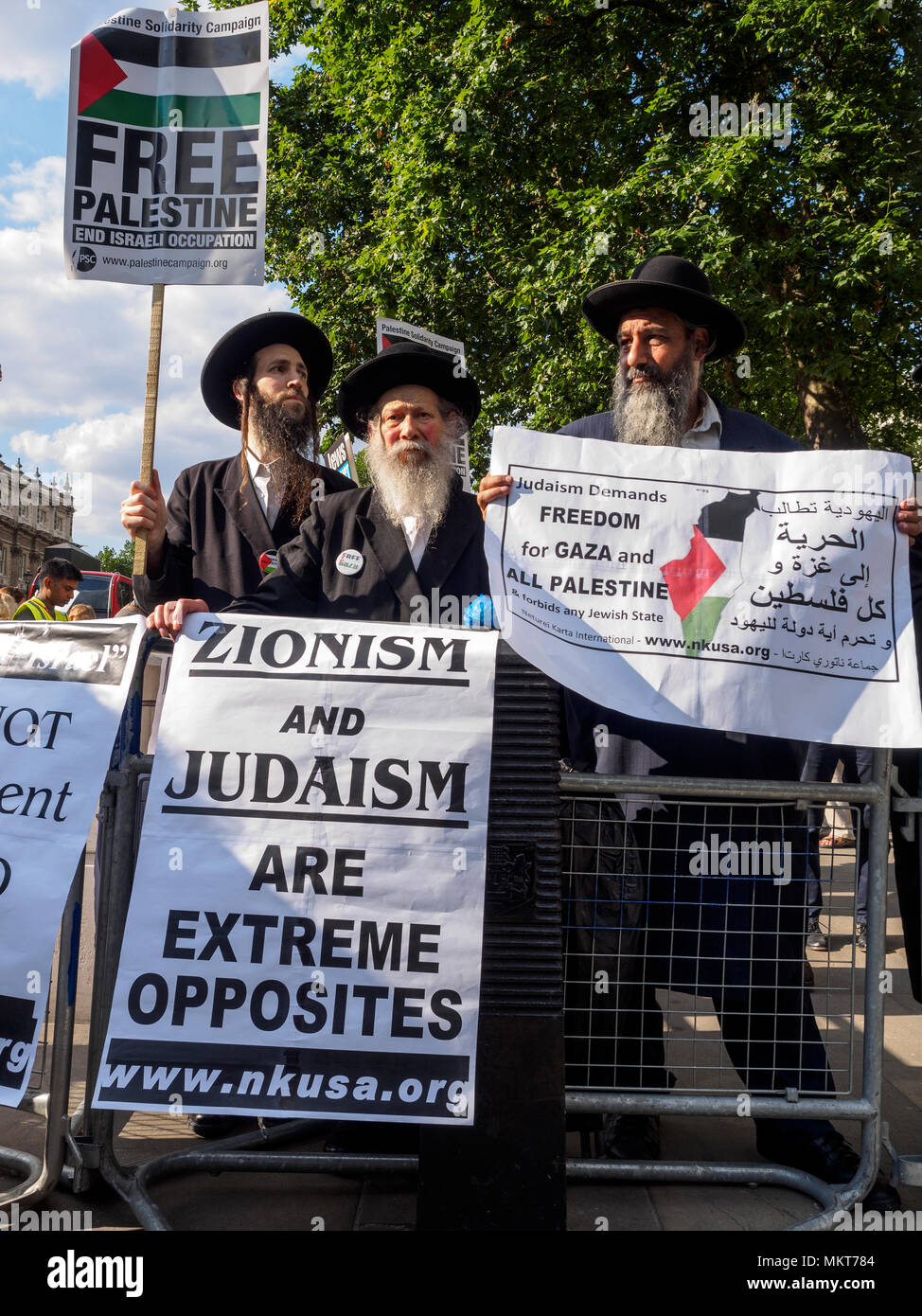 29. Juli 2014 März gegen den Zionismus - orthodoxe Juden protestieren gegen die Bombardements auf Gaza - London, England Stockfoto