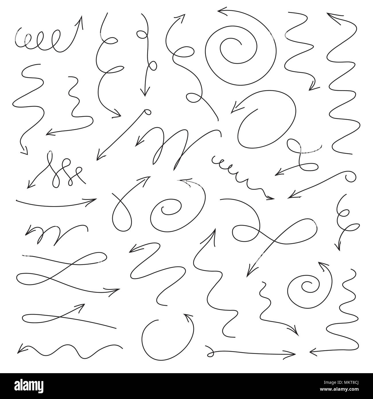 Grau Satz Pfeile Zeichnen mit Pen. Vector Illustration. Sammlung von Ikonen. Stockfoto