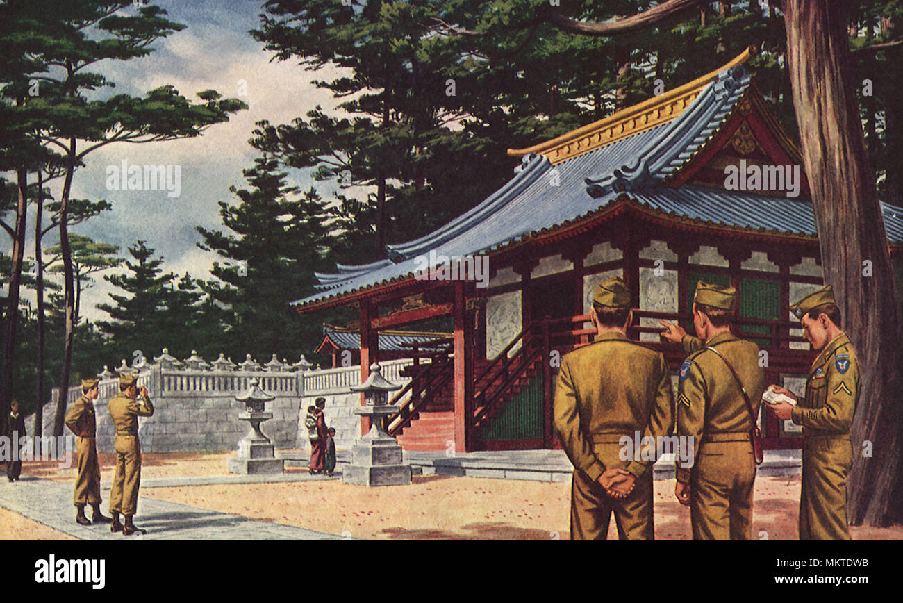 G.I.'s Blick auf japanischen Tempel Stockfoto