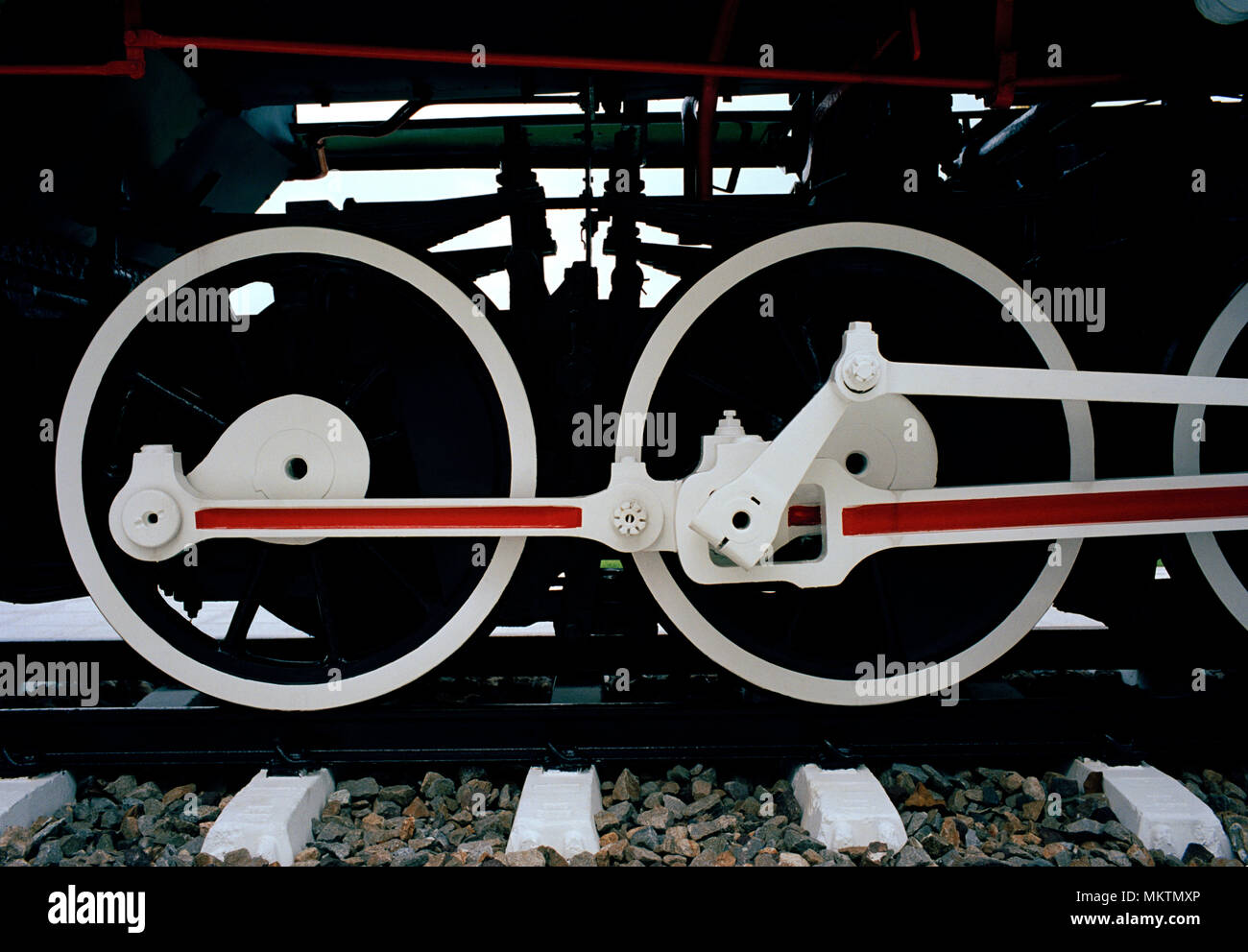 Verkehr - Dampflok Lokomotive in Bangkok in Thailand in Südostasien im Fernen Osten. Bahn Bahn Rad Engineering Design Reisen Stockfoto