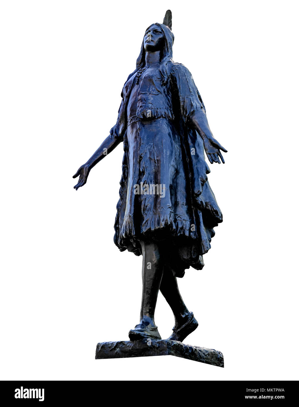 Schneiden Sie das Bild der Pocahontas memorial Statue in St Georges Kirchhof Gravesend Kent Stockfoto