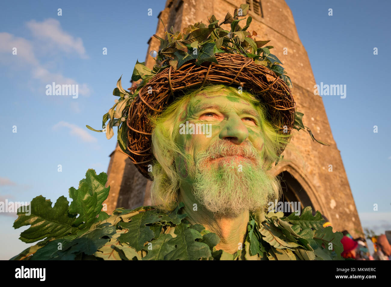 Beltane feiern am 1. Mai in Glastonbury zu feiern die Ankunft des Sommers. Stockfoto