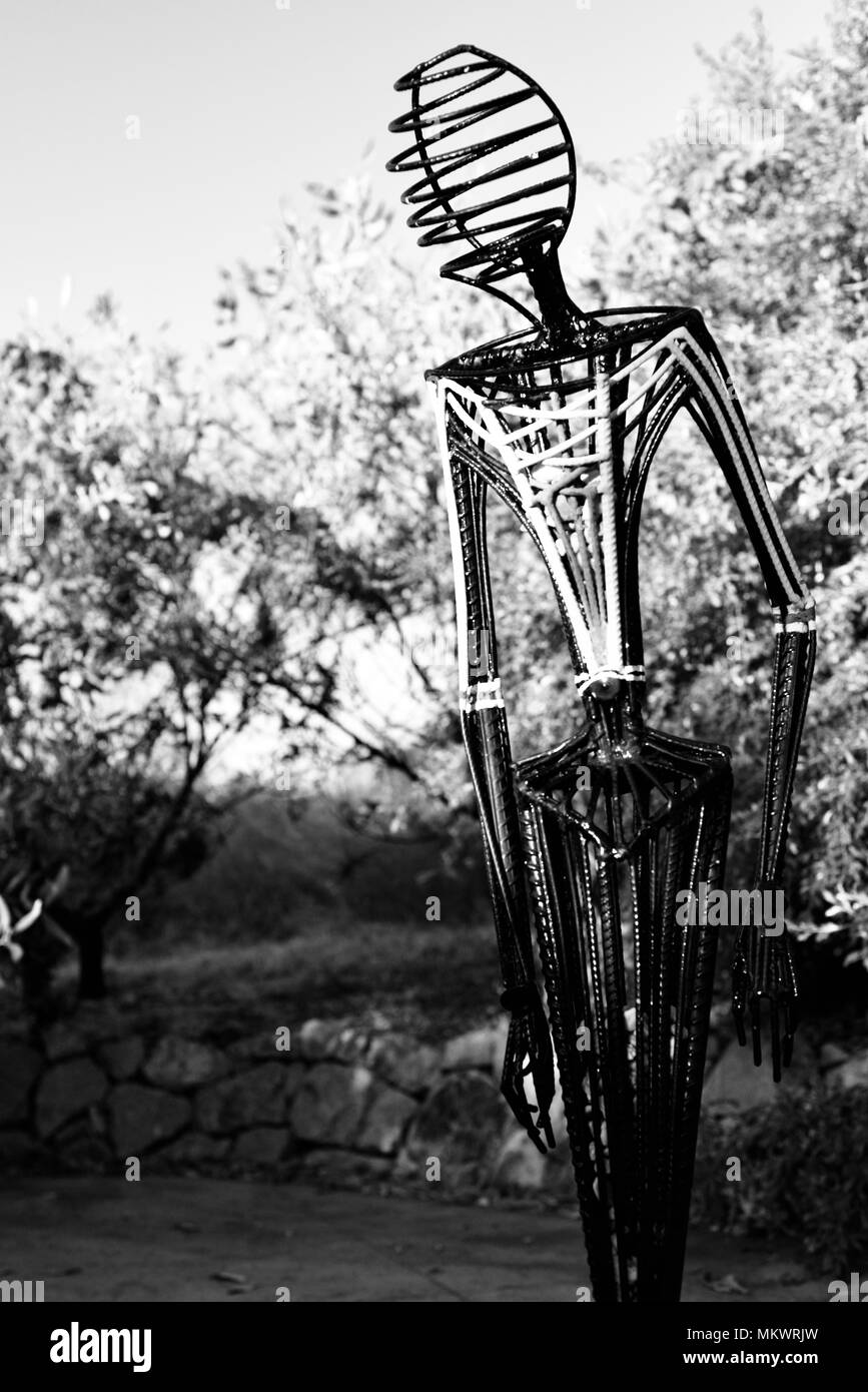 Kabel mann Skulptur, Grafik bei jezzine Kasernen, Kissing Point fort, Townsville, Queensland, Australien Stockfoto