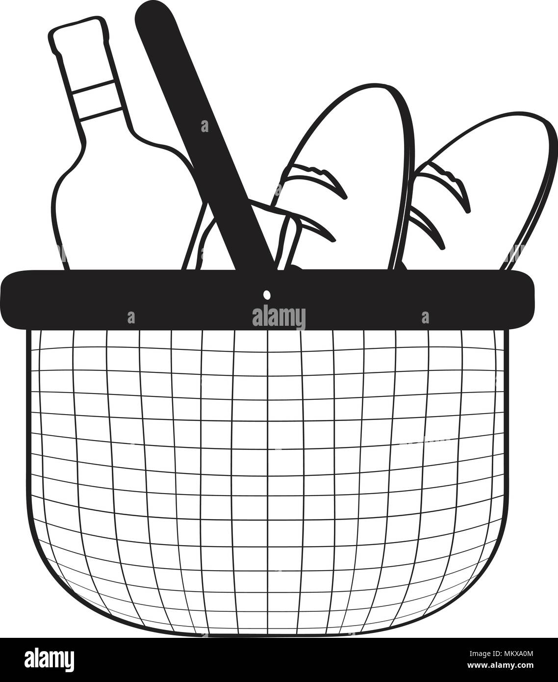 Picknickkorb Skizze Stock-Vektorgrafik - Alamy
