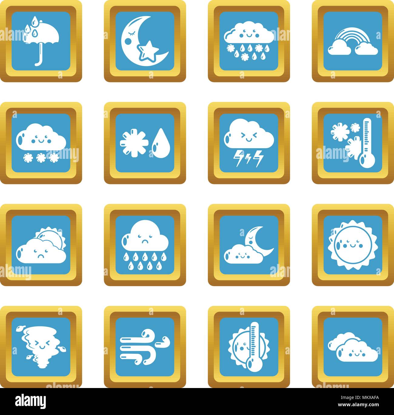 Wetter Icons Set sapphirine square Vektor Stock Vektor