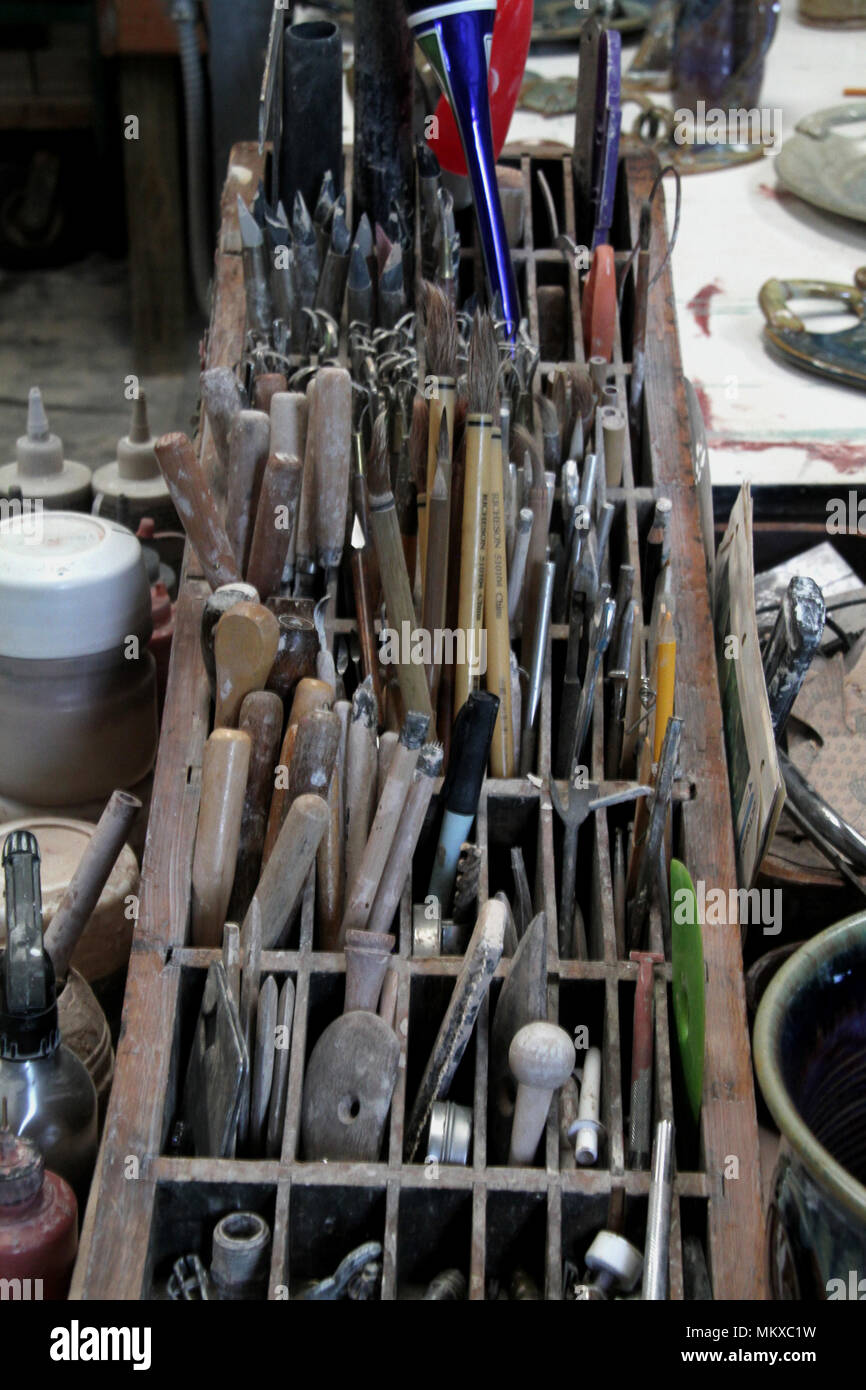 Werkzeugkasten in einer Art Shop Stockfoto
