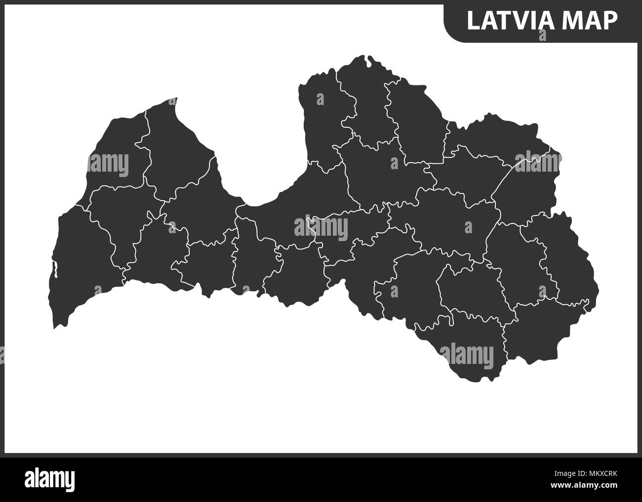 Die detaillierte Karte von Lettland mit Regionen oder Staaten. Verwaltungseinheit Stock Vektor