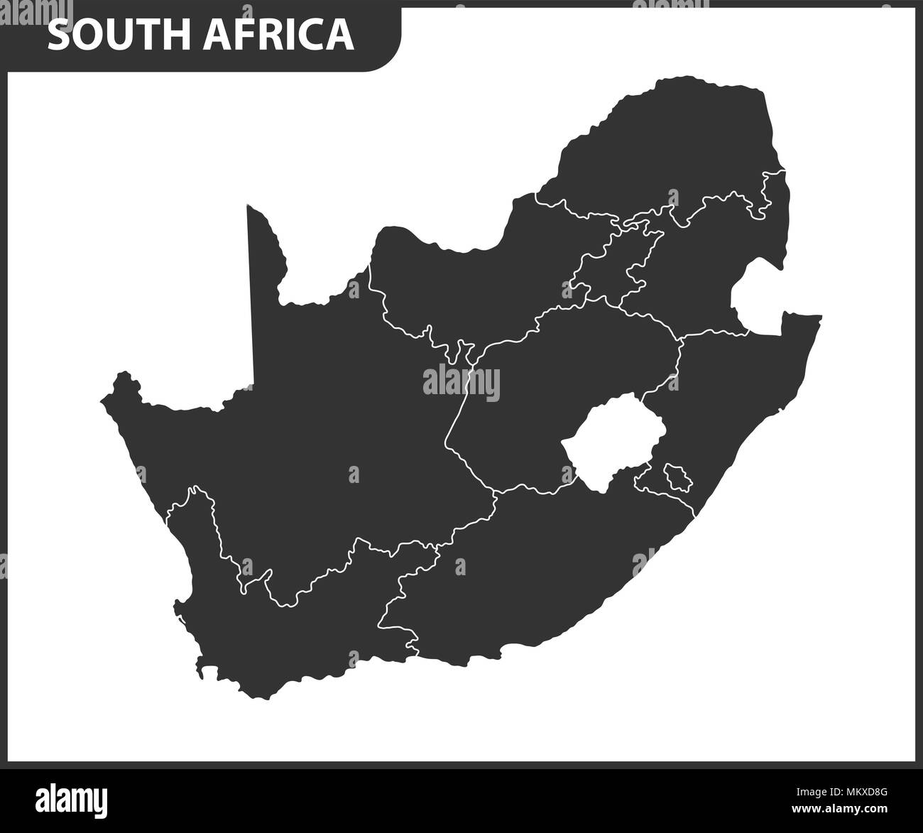 Die detaillierte Karte von Südafrika mit Regionen oder Staaten. Verwaltungseinheit Stock Vektor