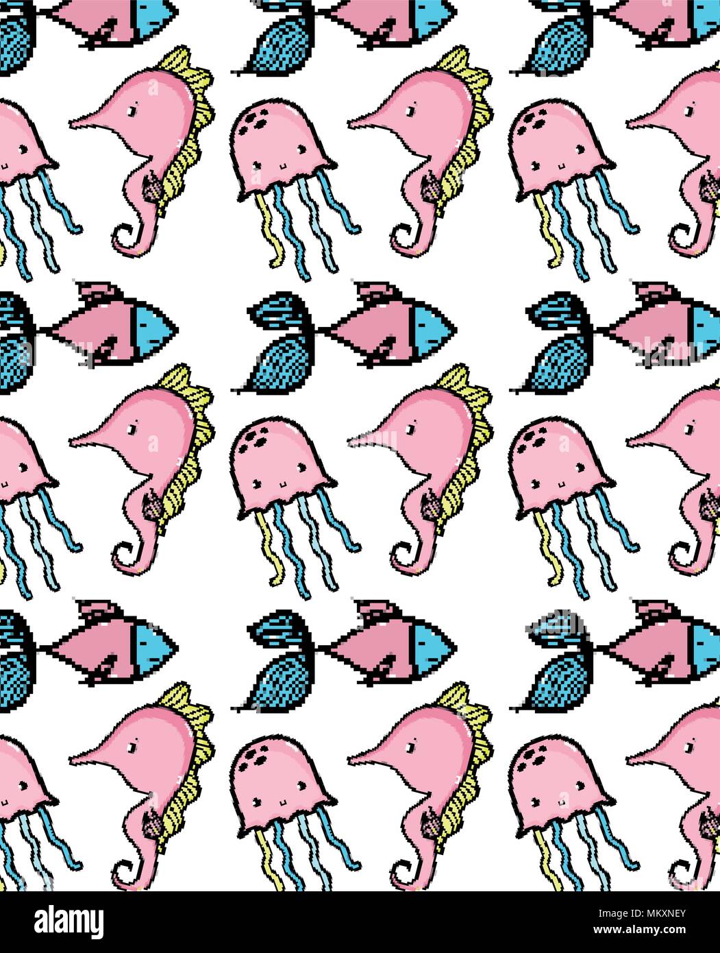 Wasserwelt pixelated Hintergrund Stock Vektor