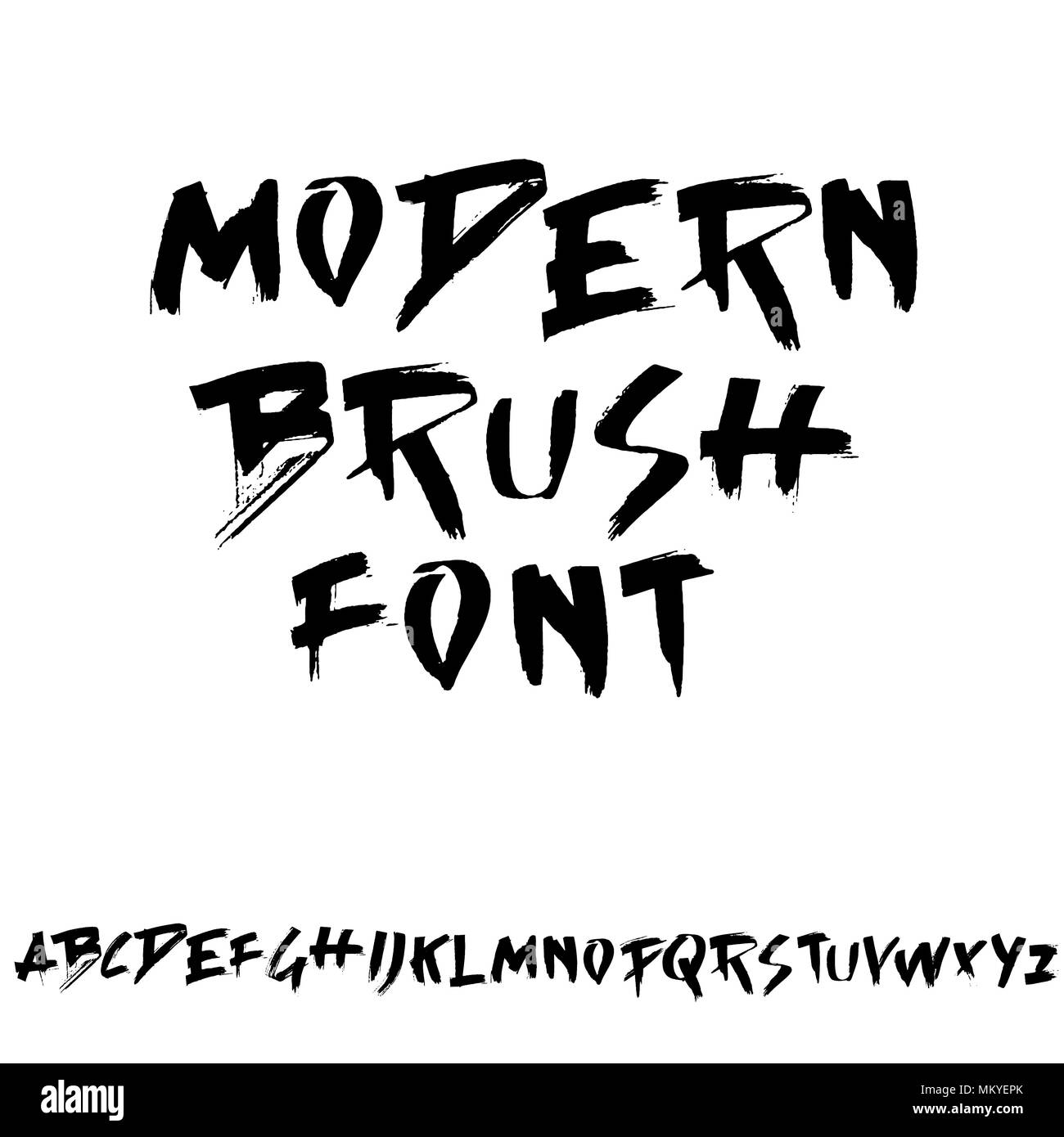 Grunge not Font. Moderne trockenen Pinsel Tinte schreiben. Handschriftliche Alphabet. Vector Illustration. Stock Vektor