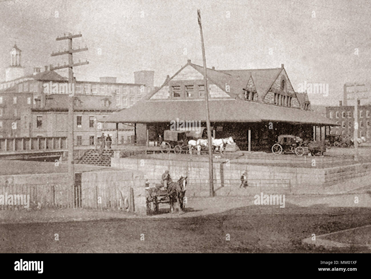 Bahnbetriebswerk der River Road. Holyoke. 1891 Stockfoto