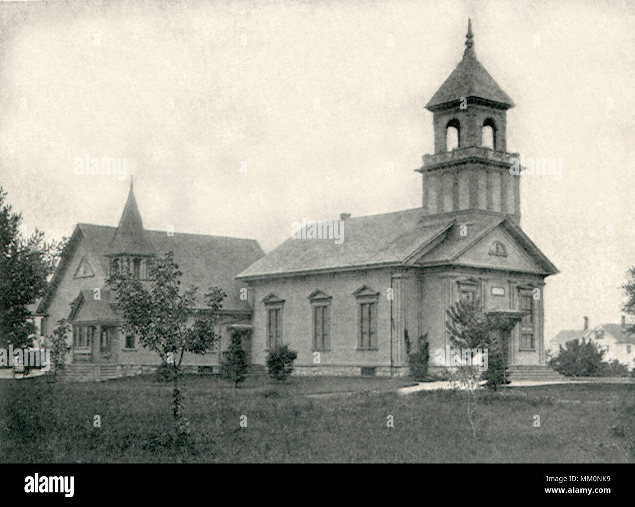 Erste Pfarrkirche. Needham. 1920 Stockfoto