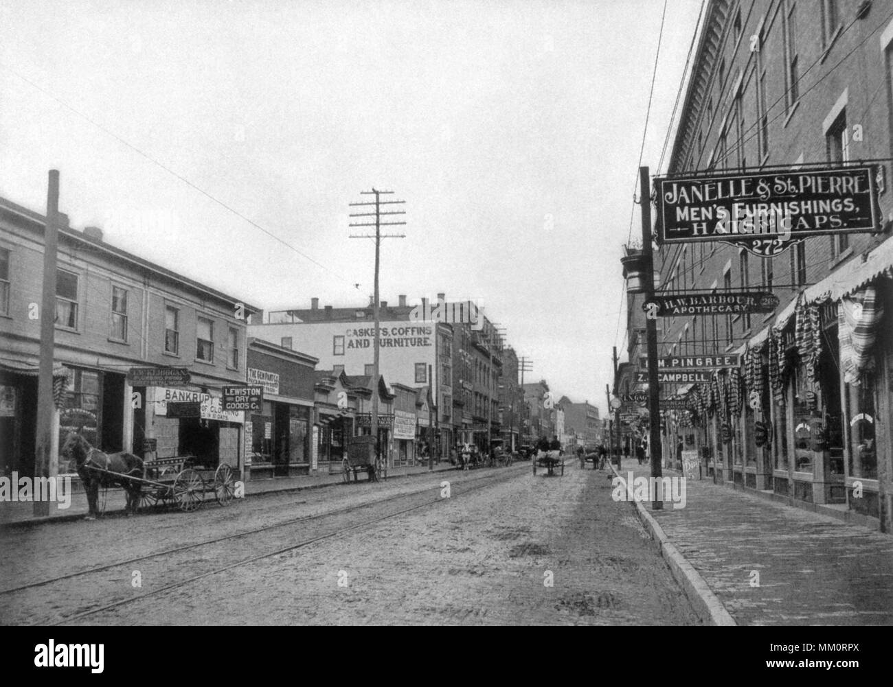 Blick nach Norden von der unteren Lissabon St. Lewiston. 1900 Stockfoto