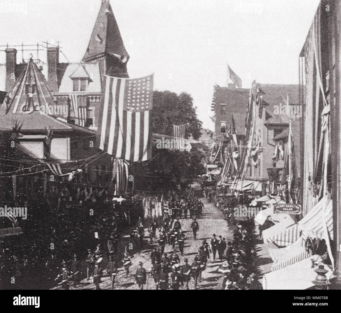 Veteran's Feuerwehrmann Prozession. Pawtucket. 1890 Stockfoto