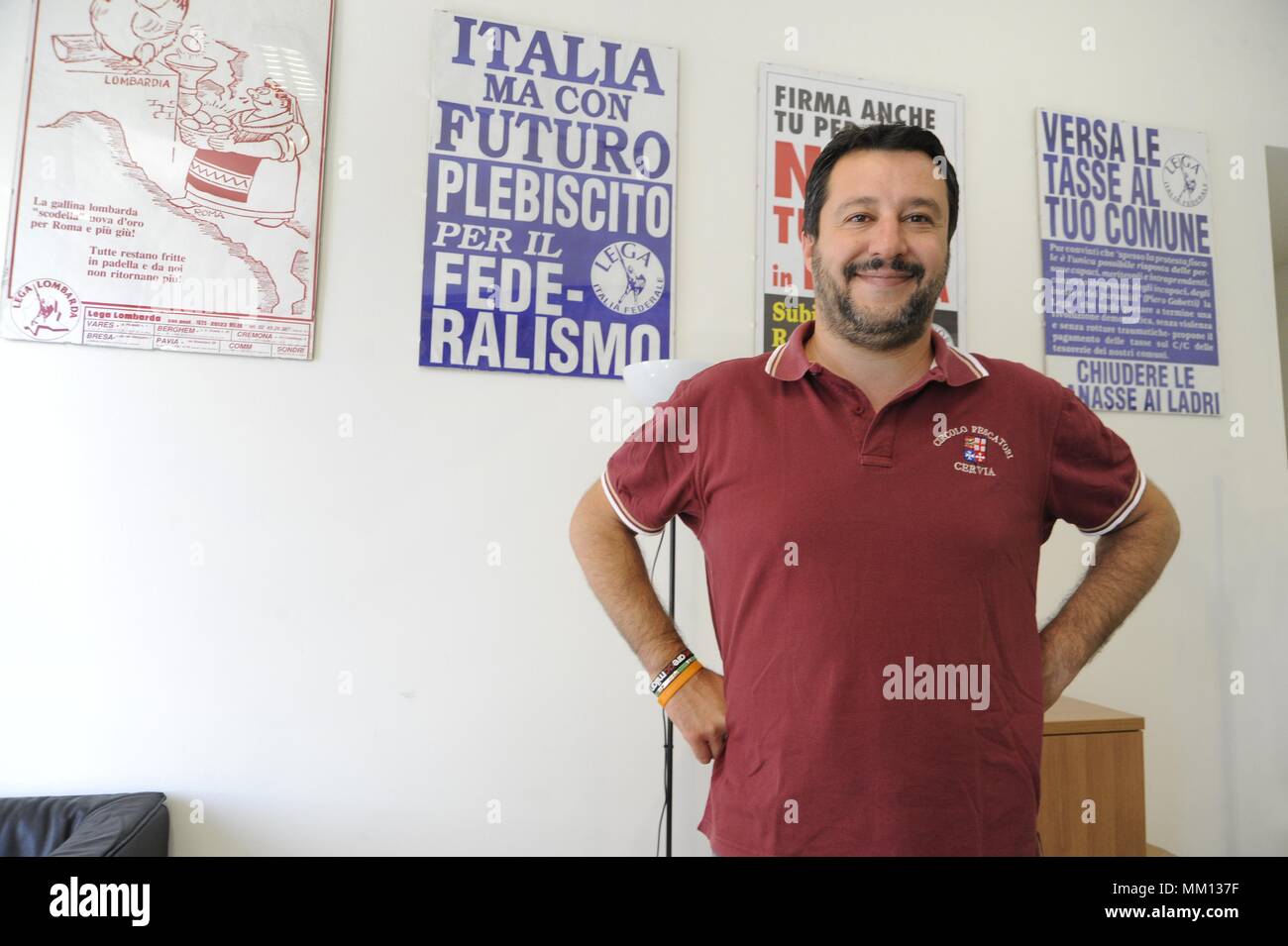 Matteo Salvini, der Führer der italienischen Rechten politischen Partei Lega Nord Stockfoto