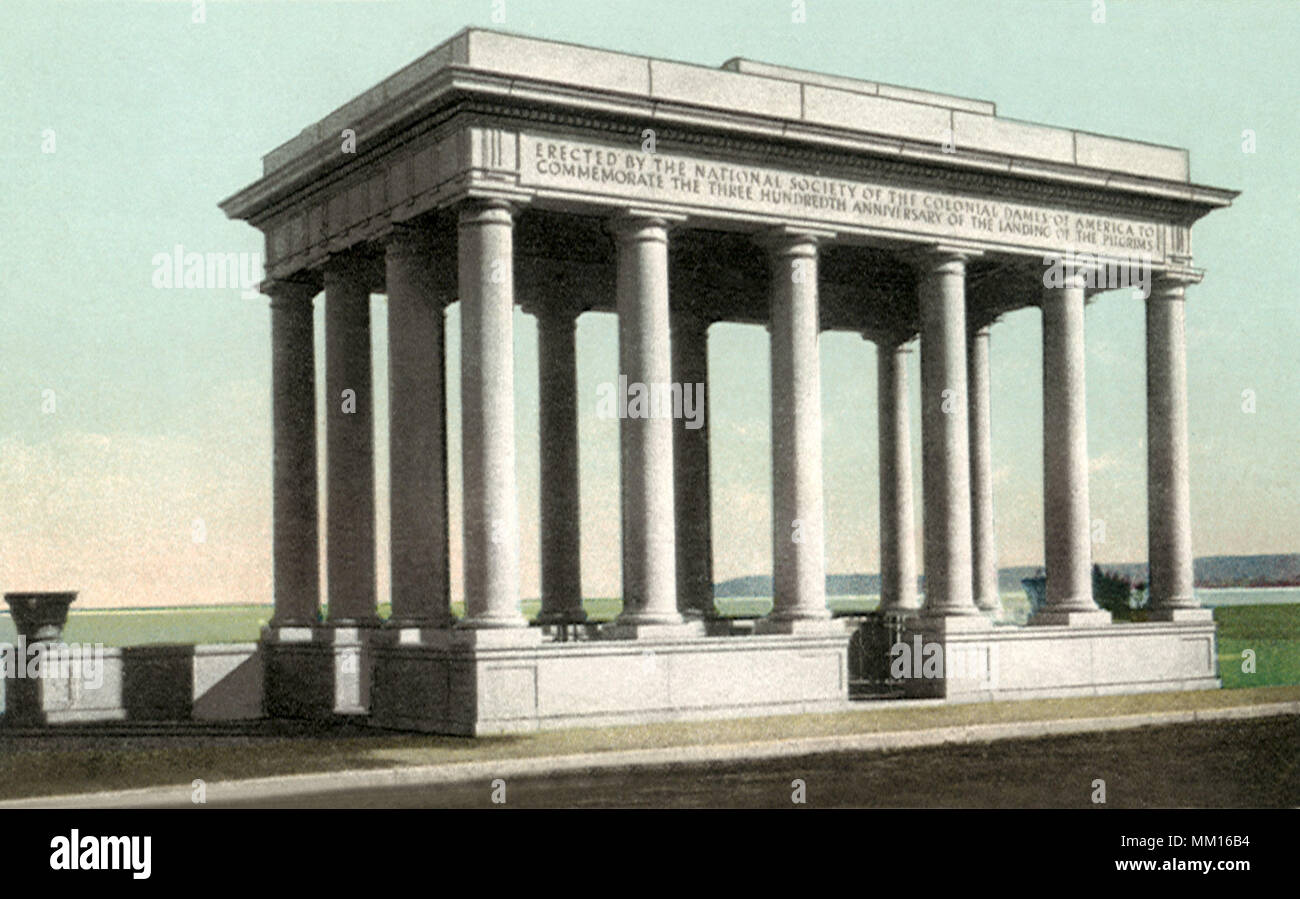 Portikus über Plymouth Rock. Plymouth. 1920 Stockfoto
