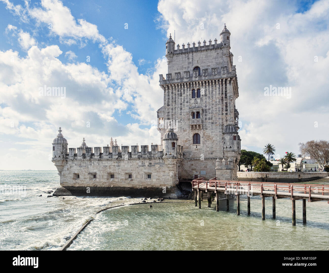 Vom 5. März 2018: Lissabon Portugal - Die Belem Turm, Wahrzeichen und UNESCO-Weltkulturerbe. Stockfoto