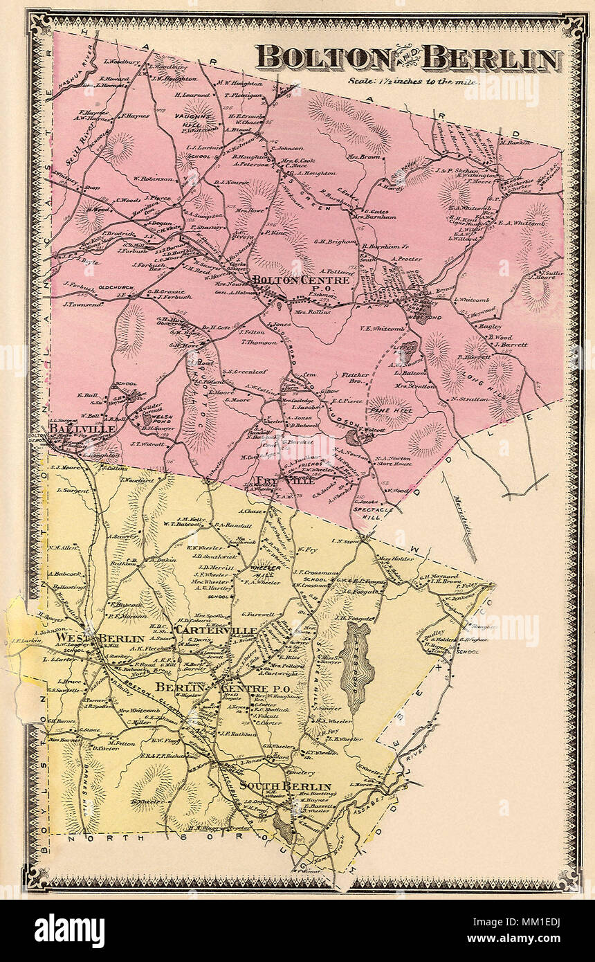 Karte von West Berlin in der Stadt Berlin. 1870 Stockfoto