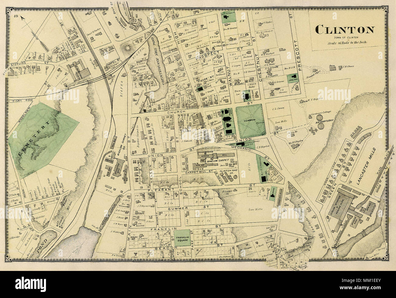 Karte von Clinton. 1870 Stockfoto