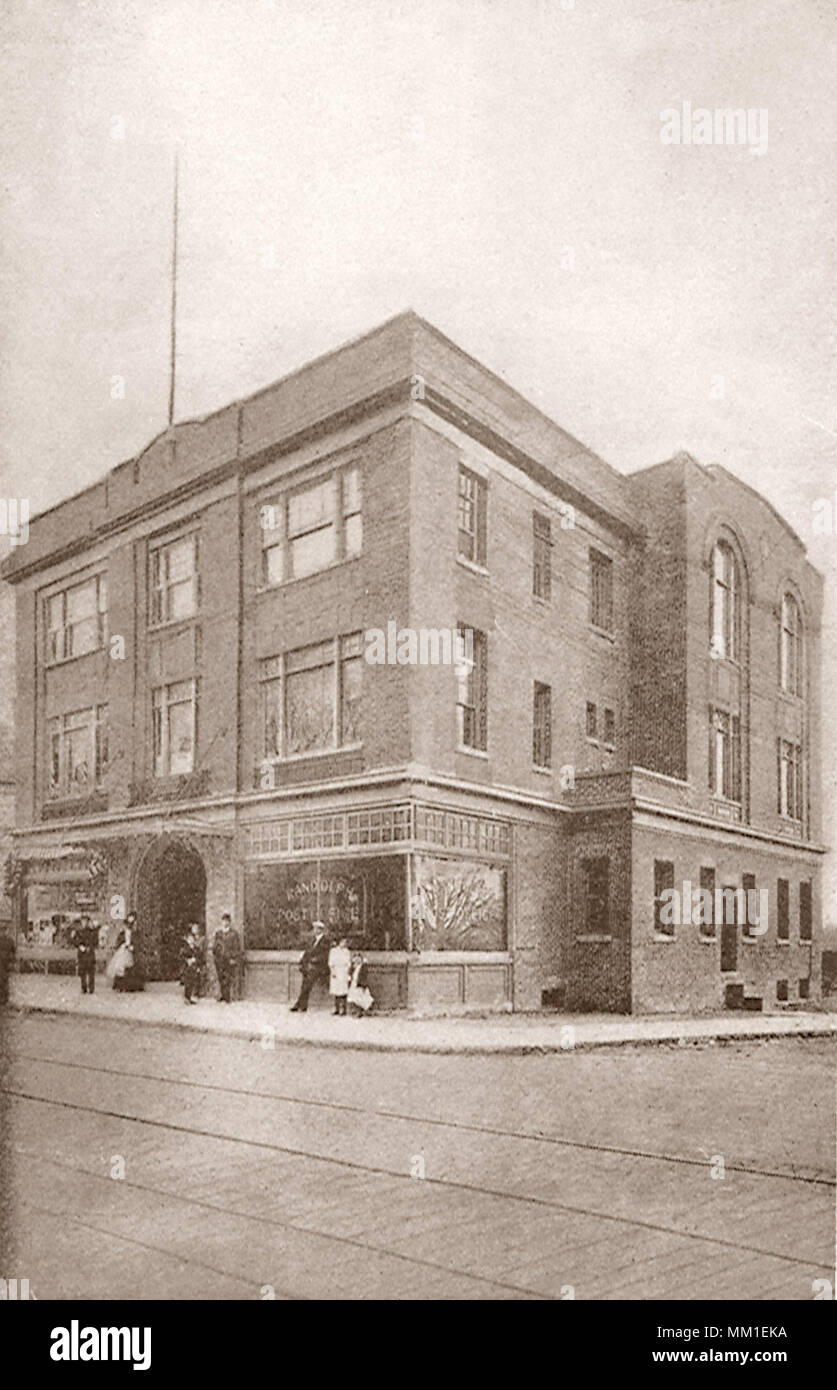 Masonic Block auf der Main Street. Randolph. 1928 Stockfoto