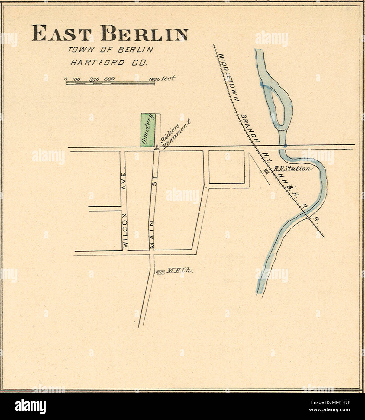 Karte von East Berlin. Osten Berlin. 1893 Stockfoto