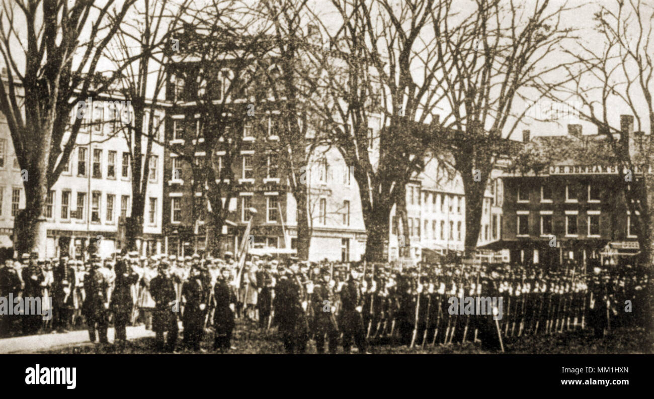 Bürgerkrieg Rekruten auf dem Grün. New Haven. 1865 Stockfoto