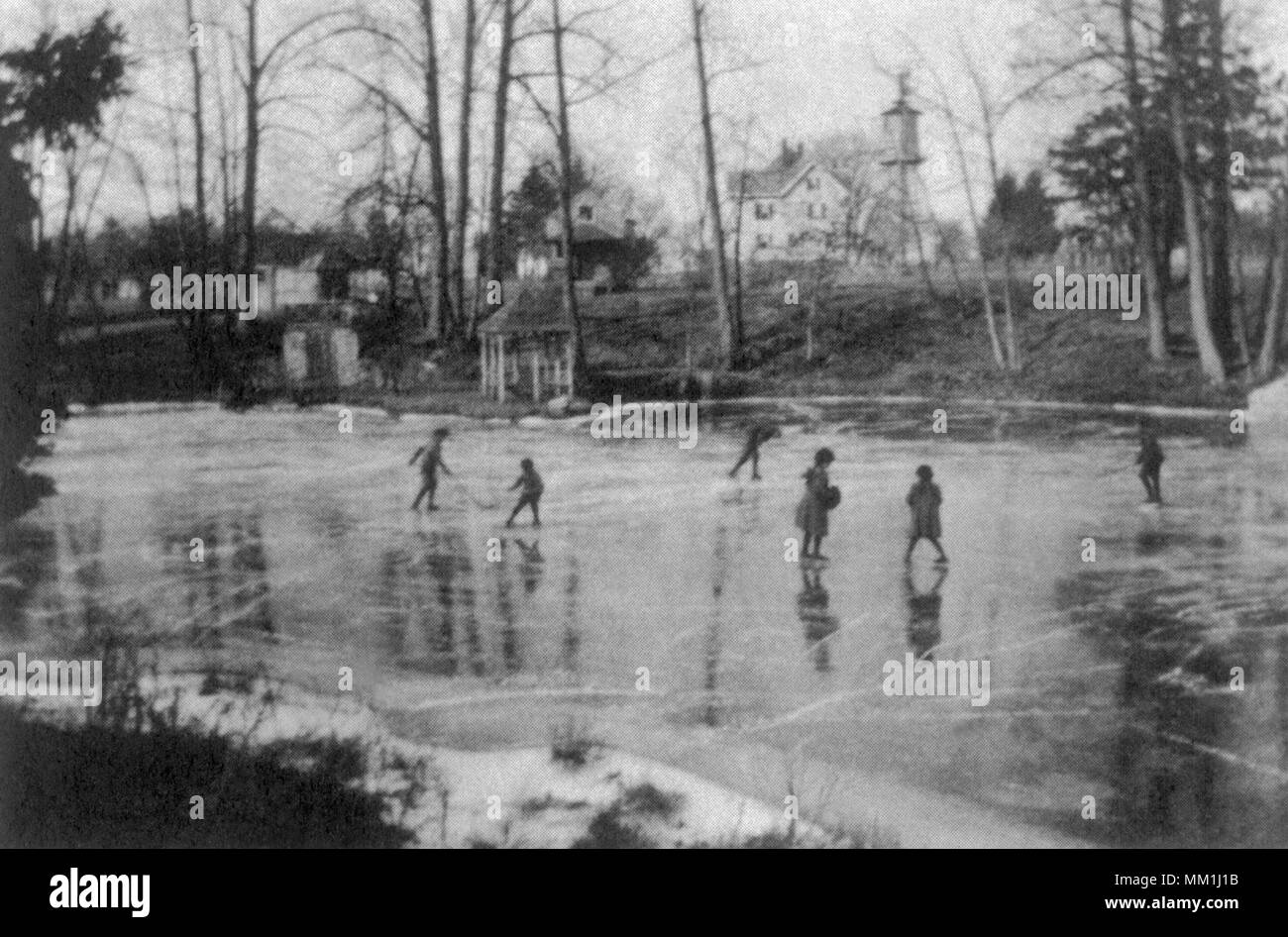 Gefrorenen See bei Goodtime Garten. North Haven. 1930 Stockfoto