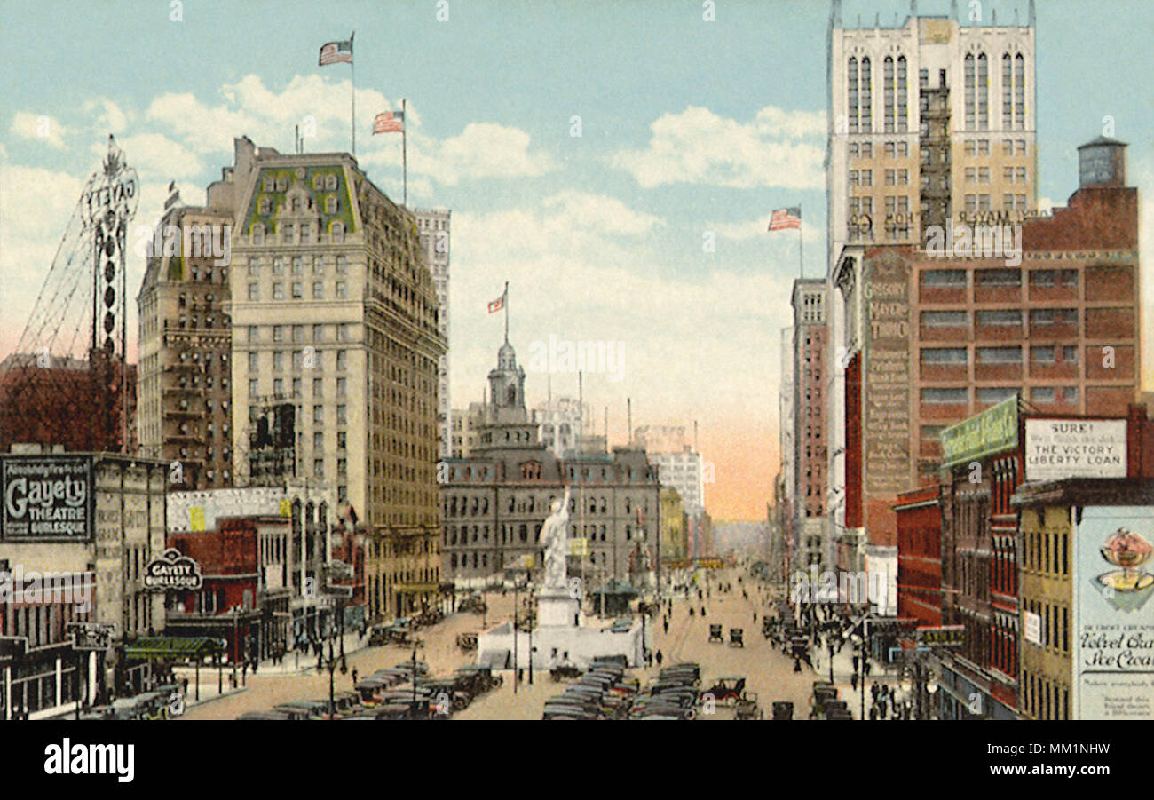 Cadillac Square West suchen. Detroit. 1910 Stockfoto