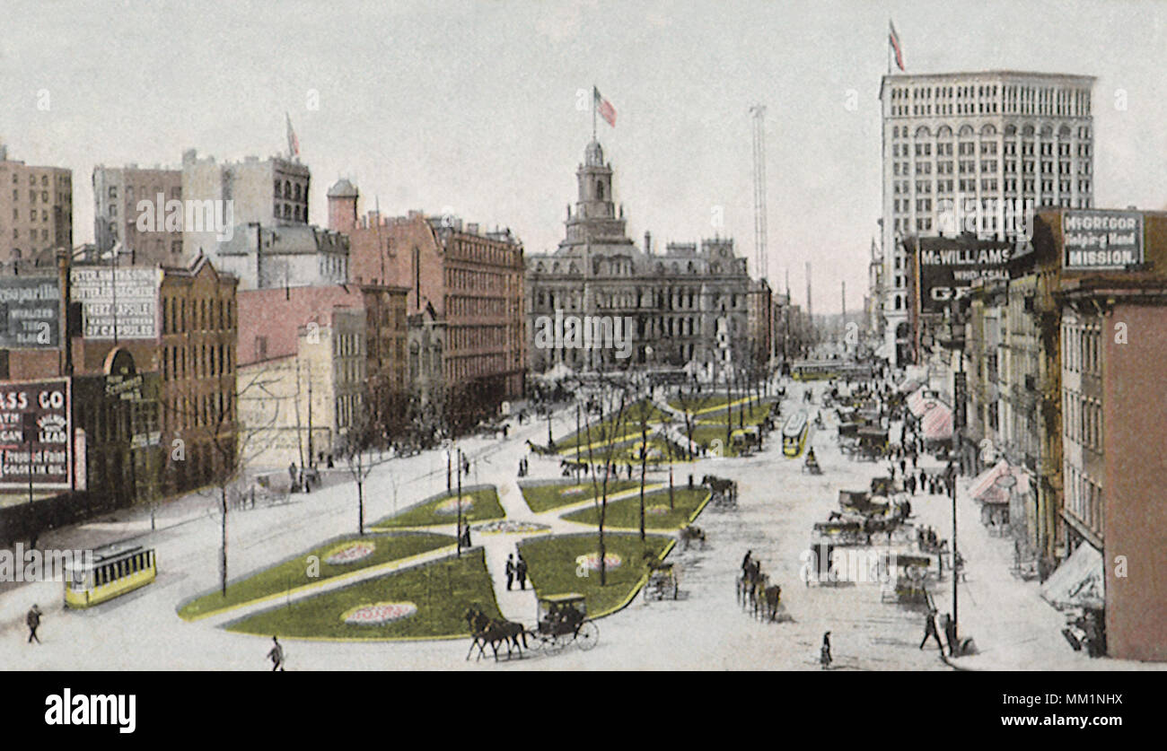 Cadillac Square aus der Grafschaft Gebäude. Detroit. 1907 Stockfoto