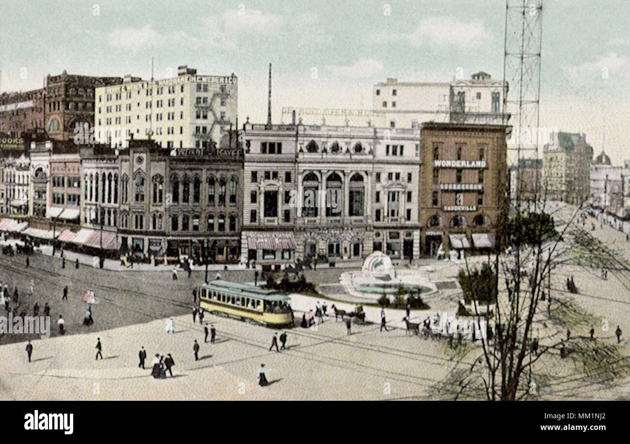 Monroe Avenue und Cadillac. Detroit. 1909 Stockfoto