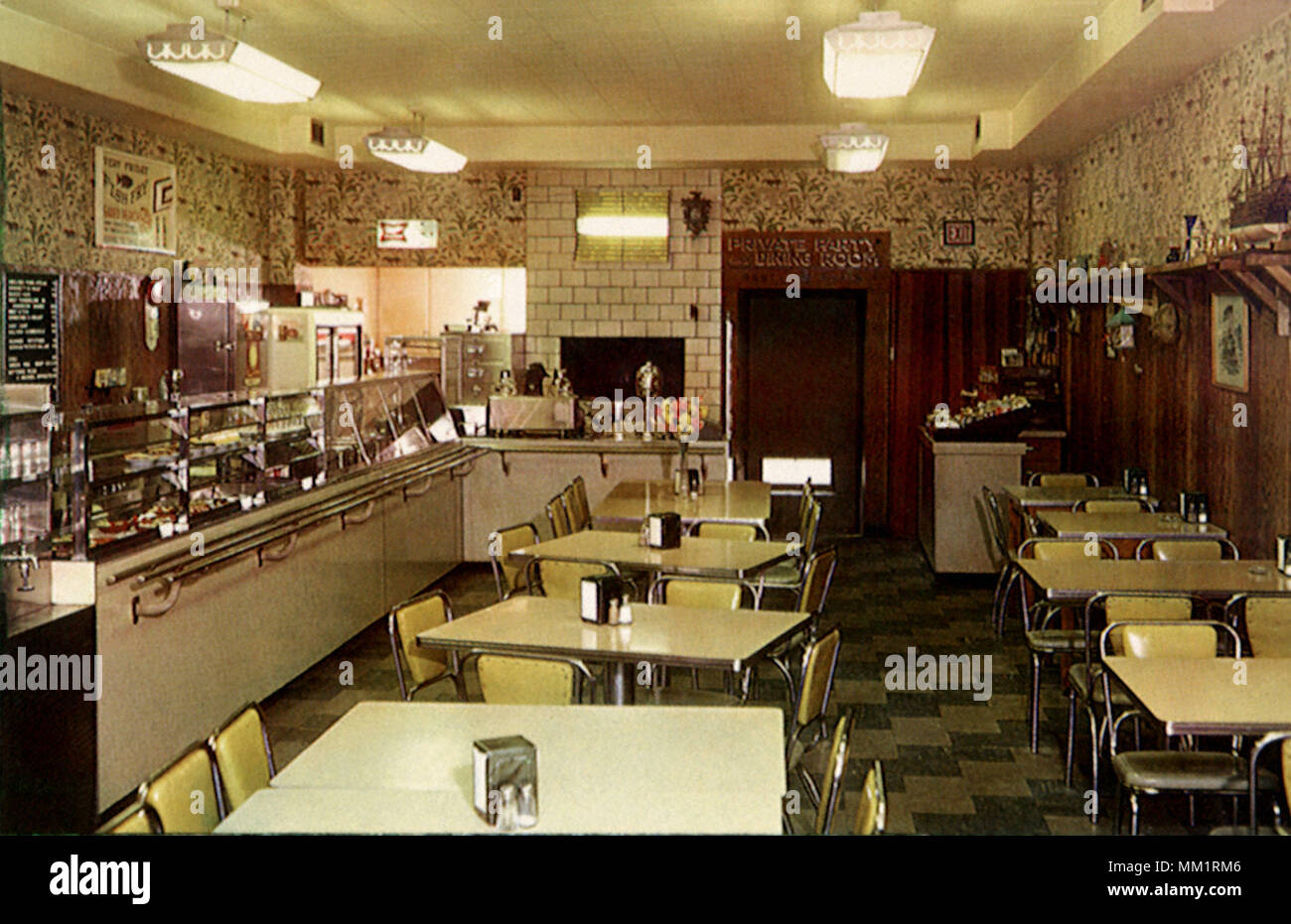 B&M Cafeteria auf der 14. Straße. Sheboygan. 1970 Stockfoto