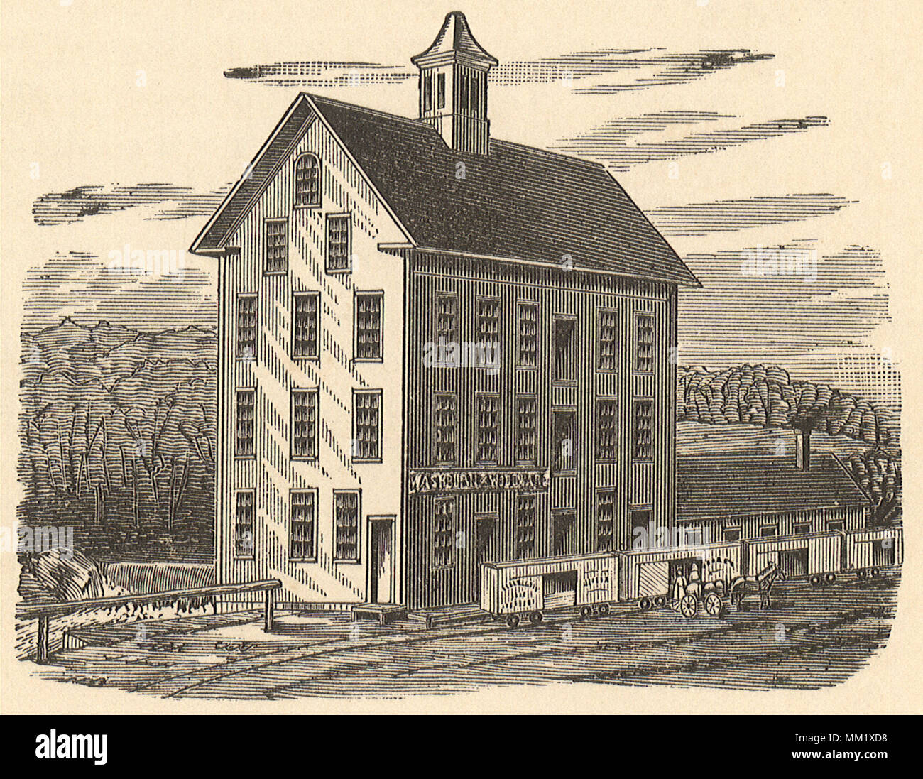 Washburn und Woodward's Mühle. Fitchburg. 1887 Stockfoto