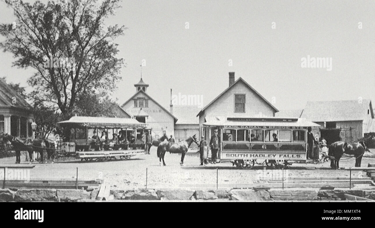 Pferdeschlitten Straßenbahnen. South Hadley fällt. 1900 Stockfoto