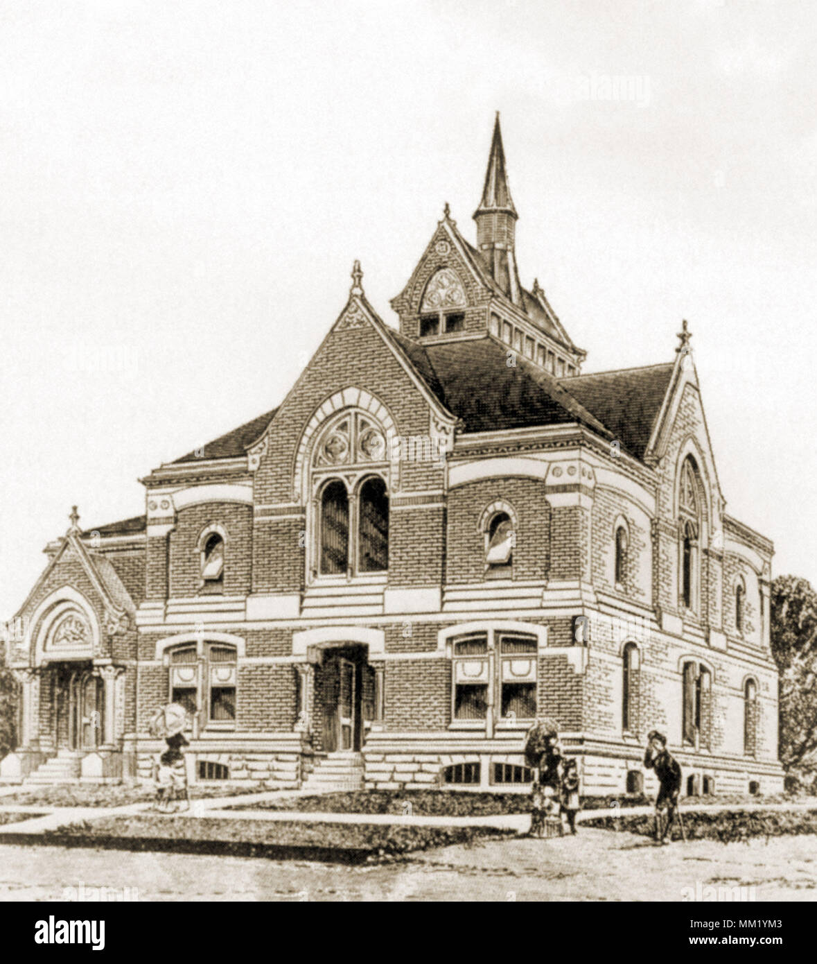 High Victorian Gothic Danbury Bibliothek. Danbury. 1878 Stockfoto