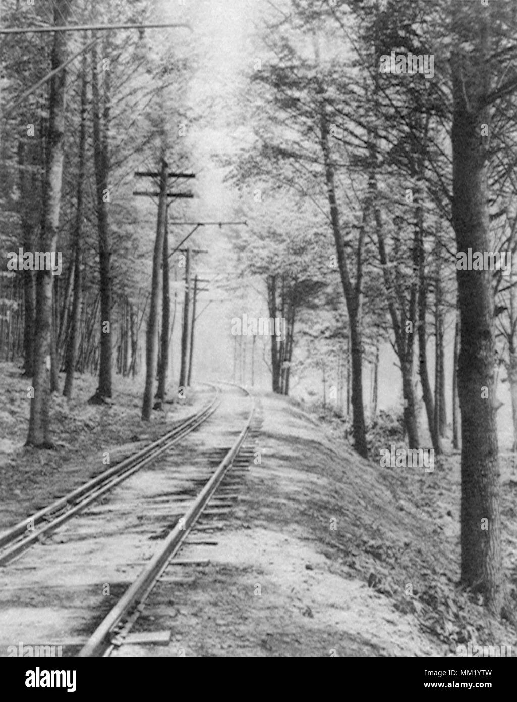 Trolley Linie in der Nähe von White Oak. New Britain. 1950 Stockfoto