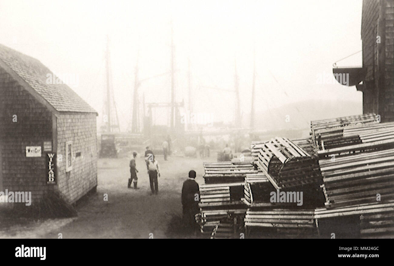 Blick auf den Nebel gebunden Hafen. Monhegan. 1940 Stockfoto