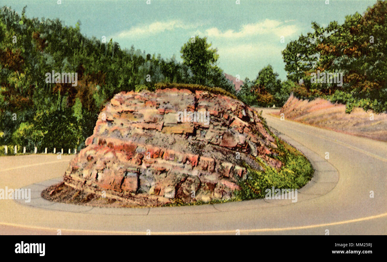 Haarnadel Kurve auf US Route 50. Grafton. 1950 Stockfoto
