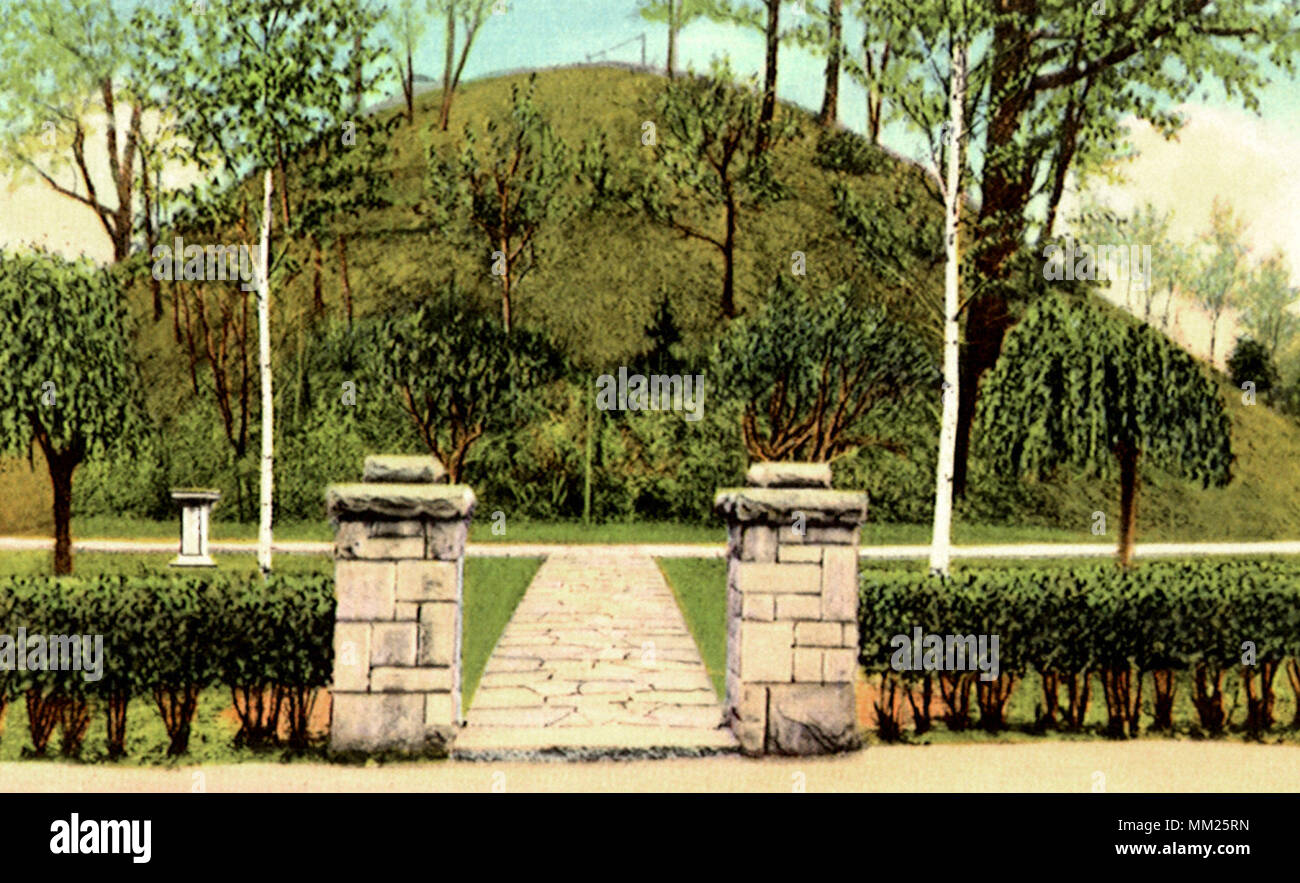 Prähistorische Grabhügel. Moundsville. 1950 Stockfoto