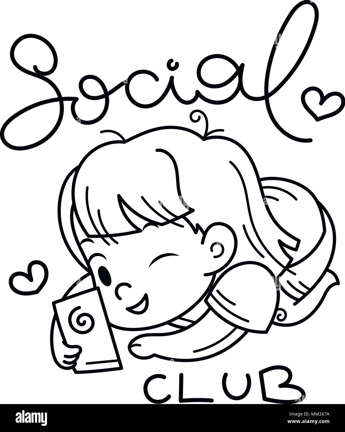 Social Club. Cute cartoon Kinder. Vektor und Illustration. Stock Vektor