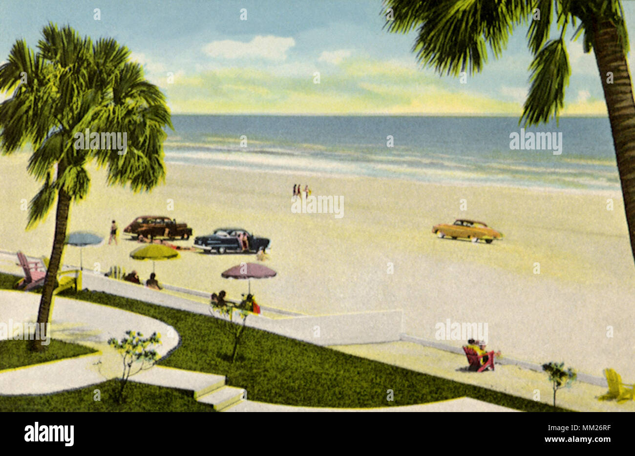 Blick auf den Strand. Daytona Beach. 1950 Stockfoto