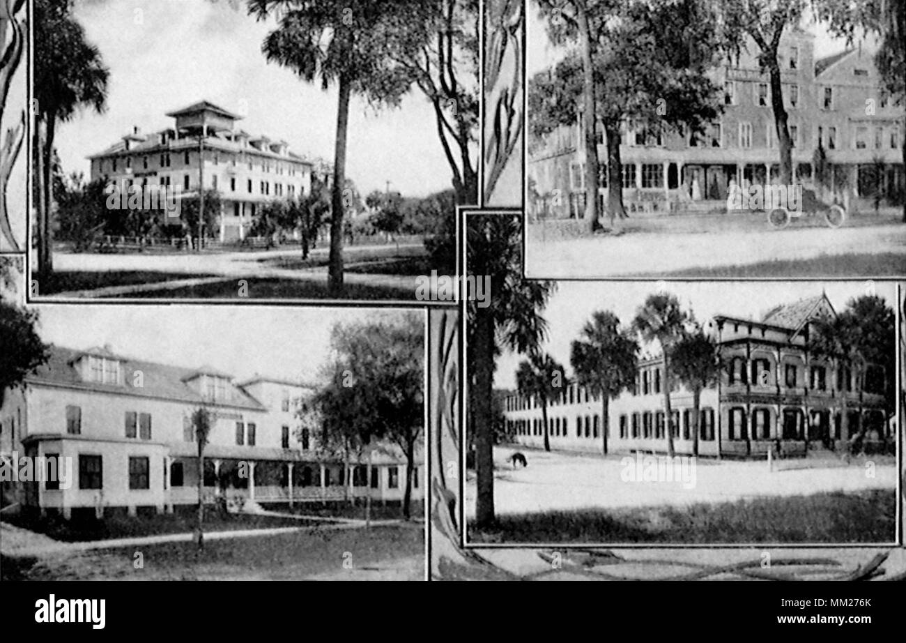 Verschiedene Hotels in Daytona Beach. 1910 Stockfoto