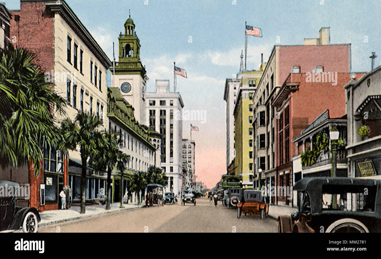 Forsyth Street Richtung Osten. Jacksonville. 1925 Stockfoto