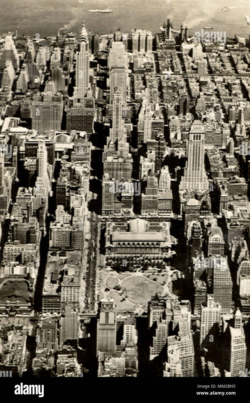 Luftaufnahme von Midtown New York. New York City. 1945 Stockfoto