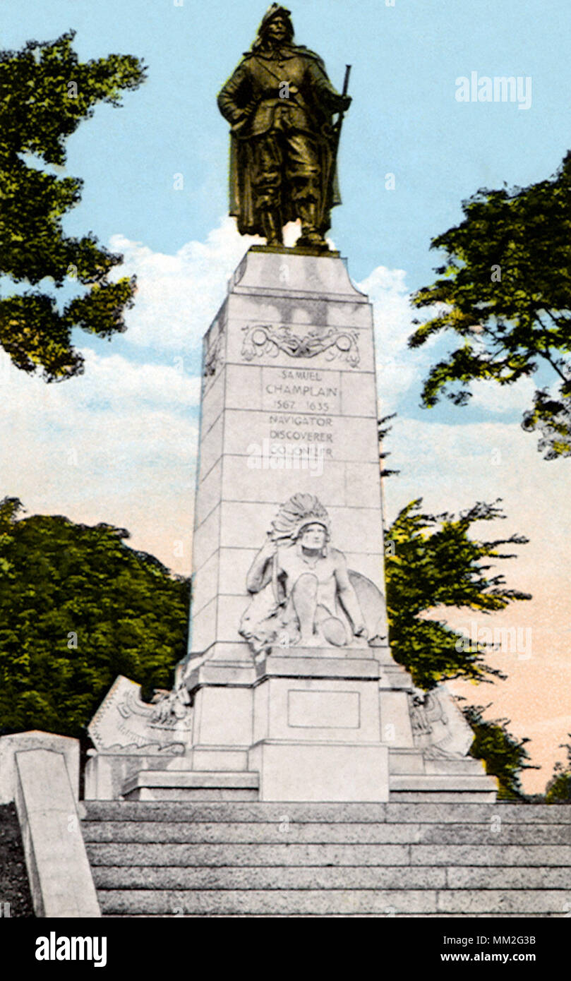 Champlain Denkmal. Plattsburg. 1920 Stockfoto