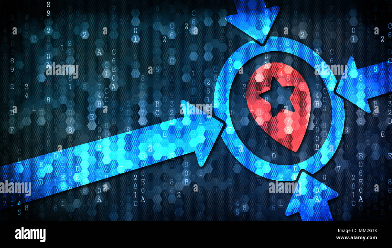 Geo Targeting Konzept auf dunklen Digitalen Hintergrund. Stockfoto