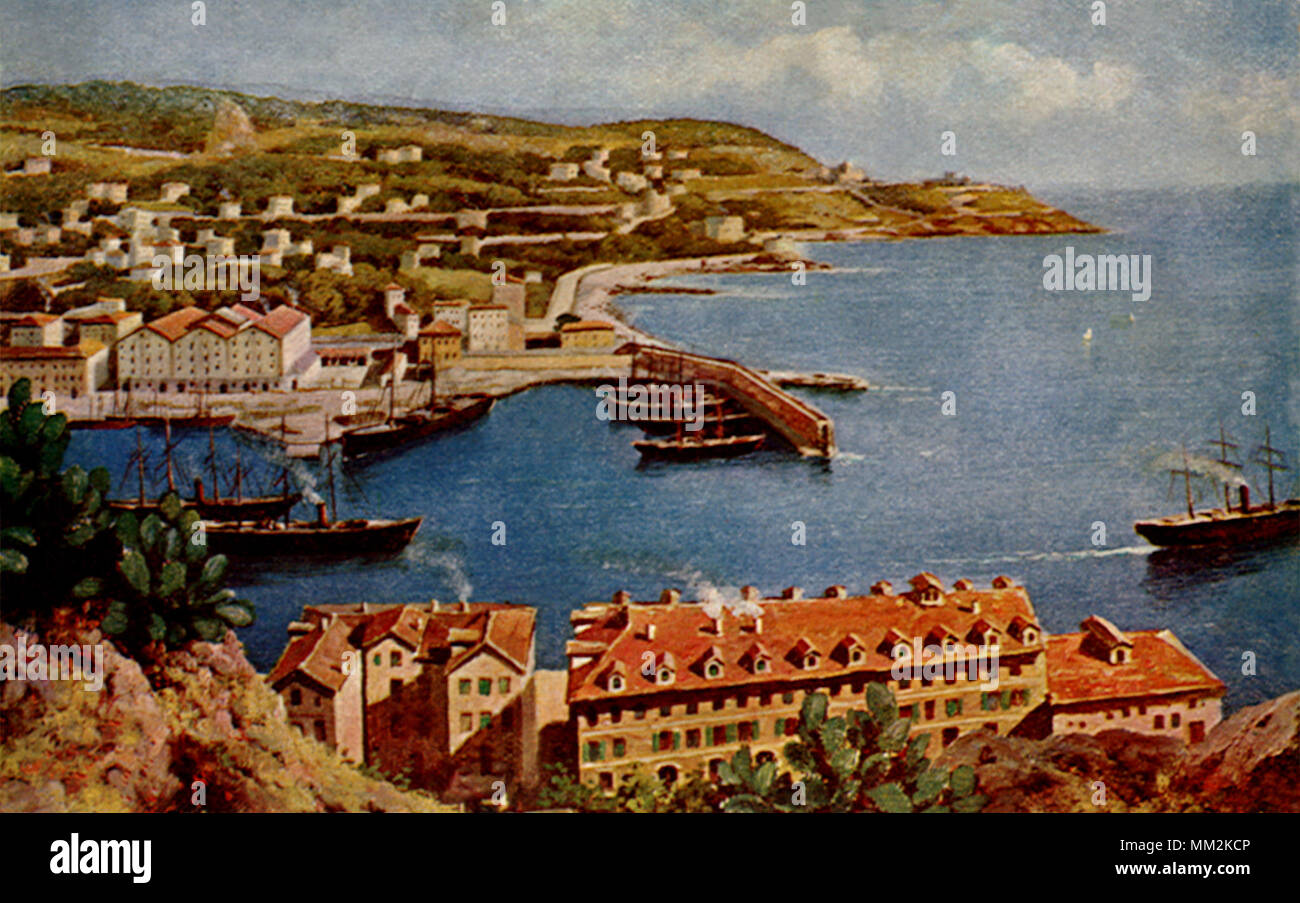 Hafen und Berg Boron. Schön. 1930 Stockfoto