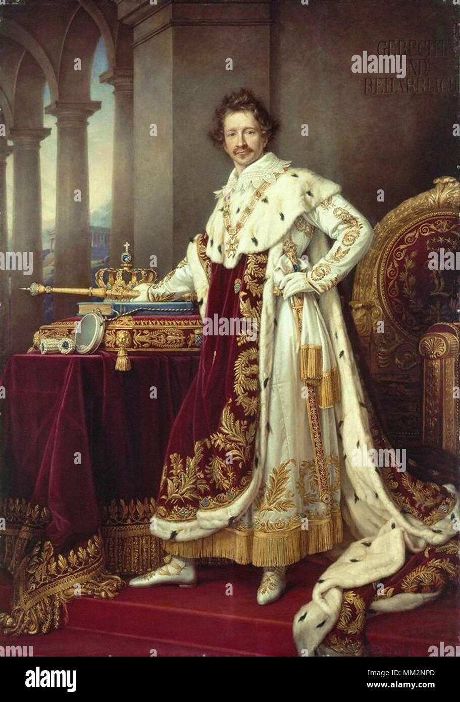 Stieler Joseph Karl - König Ludwig I. in seiner Krönung Roben Stockfoto