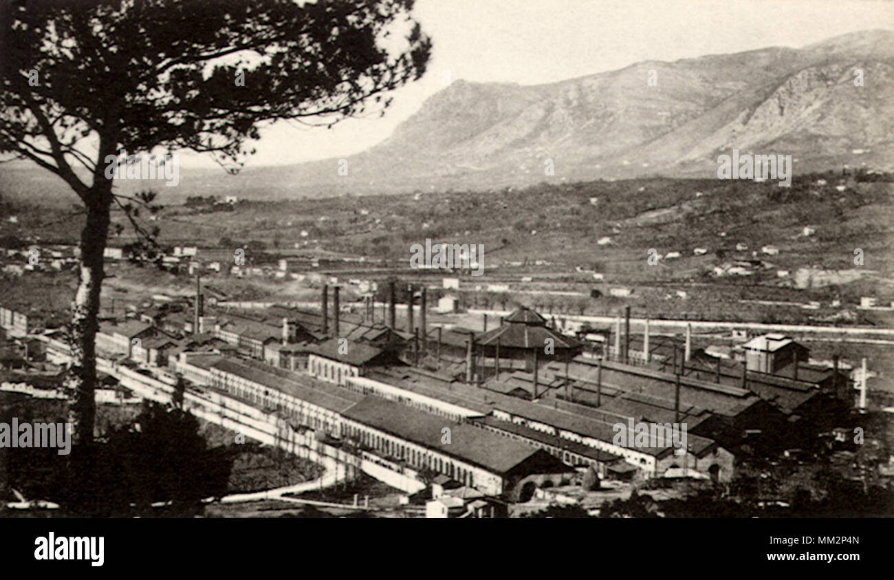 Anzeigen von Stahlwerken. Terni. 1910 Stockfoto